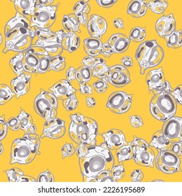 Lemon Seamless Pattern. Psychedelic Citron Motif. Illuminating Yellow and Ultimate Gray  Modern Hand Drawn Background. Simple Marker Lime. Botanical Illustration. Vector Summer Citrus Print.