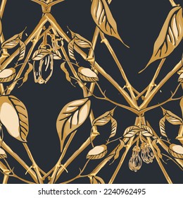 Lemon Seamless Pattern. Psychedelic Citron Motif. Yellow Gold  Modern Hand Drawn Background. Simple Marker Lime. Botanical Illustration. Vector Summer Citrus Print.