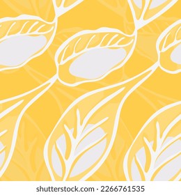 Lemon Seamless Pattern. Psychedelic Citron Motif. Vector Summer Citrus Print. Illuminating Yellow and Ultimate Gray Simple Marker Lime. Botanical Illustration.  Modern Hand Drawn Background.