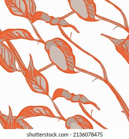 Lemon Seamless Pattern. Red and Grey Simple Marker Lime. Botanical Illustration. Psychedelic Citron Motif.  Modern Hand Drawn Background. Vector Summer Citrus Print.
