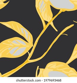 Lemon Seamless Pattern. Simple Marker Lime. Botanical Illustration.  Modern Hand Drawn Background. Psychedelic Citron Motif. Vector Summer Citrus Print. Yellow Gold