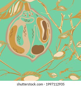 Lemon Seamless Pattern. Simple Marker Lime. Botanical Illustration.  Modern Hand Drawn Background. Vector Summer Citrus Print. Psychedelic Citron Motif. Marigold Yellow and Green Ash
