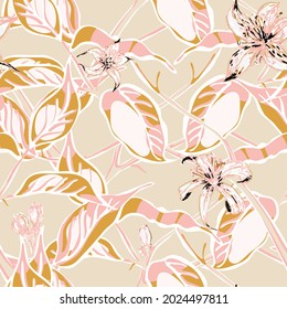 Lemon Seamless Pattern. Simple Marker Lime. Botanical Illustration. Yellow Gold  Modern Hand Drawn Background. Psychedelic Citron Motif. Vector Summer Citrus Print.