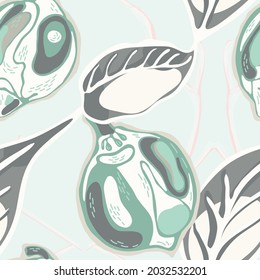 Lemon Seamless Pattern. Simple Marker Lime. Botanical Illustration. Vector Summer Citrus Print. Green and Grey  Modern Hand Drawn Background. Psychedelic Citron Motif.