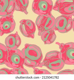 Lemon Seamless Pattern. Simple Marker Lime. Botanical Illustration. Vector Summer Citrus Print. Psychedelic Citron Motif. Green Ash and Pink  Modern Hand Drawn Background.