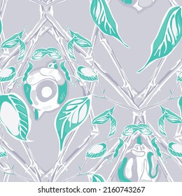 Lemon Seamless Pattern. Simple Marker Lime. Botanical Illustration. Vector Summer Citrus Print. Psychedelic Citron Motif. Green and Grey  Modern Hand Drawn Background.