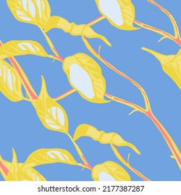 Lemon Seamless Pattern. Simple Marker Lime. Botanical Illustration. Psychedelic Citron Motif. Vector Summer Citrus Print.  Modern Hand Drawn Background. Yellow Gold