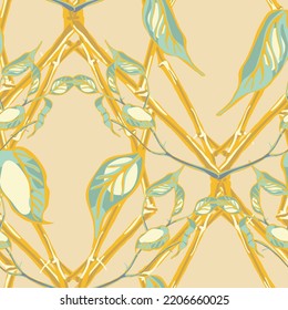 Lemon Seamless Pattern. Simple Marker Lime. Botanical Illustration. Psychedelic Citron Motif.  Modern Hand Drawn Background. Vector Summer Citrus Print. Yellow Gold