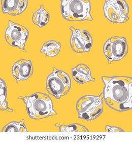 Lemon Seamless Pattern. Simple Marker Lime. Botanical Illustration.  Modern Hand Drawn Background. Psychedelic Citron Motif. Illuminating Yellow and Ultimate Gray Vector Summer Citrus Print.
