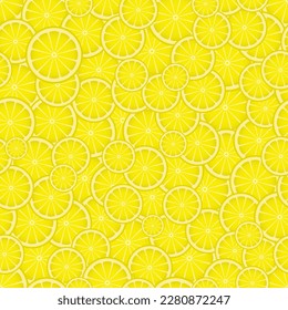 Lemon seamless pattern slices of ripe yellow lemons.