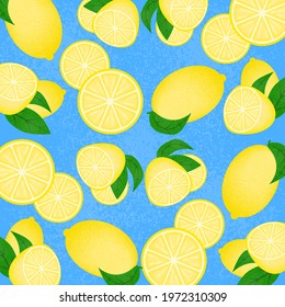 Lemon seamless pattern stock vector illustration. Fresh lemons background. Decorative illustration, good for printing. Colorful vector wallpaper. Seamless pattern with citrus collection. Summer design