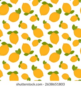 Lemon seamless pattern. Summer citrus background. Hand drawn design for fabric, wallpaper, wrapping paper, or kitchen-themed projects
