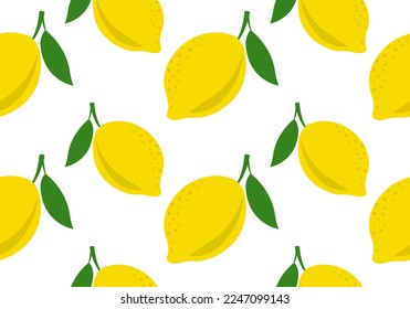Lemon seamless pattern or texture. Citrus fruit background or print. Vector illustration.