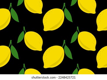 Lemon seamless pattern or texture. Citrus fruit background or print. Vector illustration.