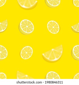 Lemon seamless pattern. Trendy summer background. Vector bright print for fabric or wallpaper