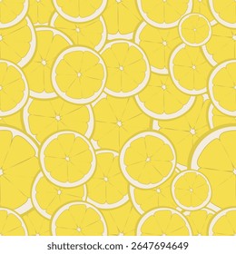 Lemon Seamless Pattern Vector, Citrus Fruit Background, Yellow Summer Kitchen Wallpaper Design