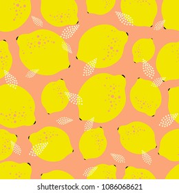Lemon seamless pattern vector illustration. Summer design