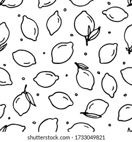 Lemon seamless pattern. Vector illustration. Monochrome background