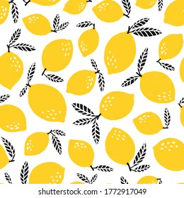 Lemon seamless pattern vector illustration. Fresh summer design