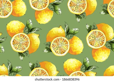 Lemon seamless pattern. Vector illustration.