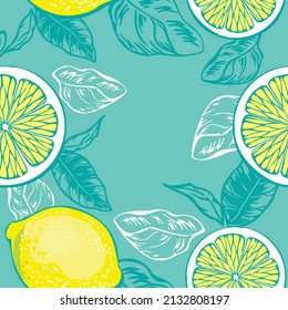 Lemon seamless pattern vector illustration. Summer design.