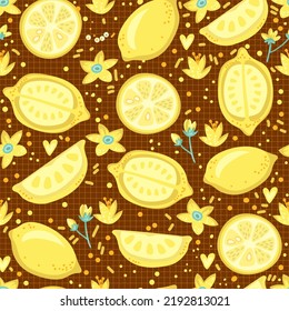 Lemon seamless pattern vector illustration. Summer design