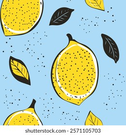 Lemon seamless pattern vector illustration. Summer design, simple scandinavian print