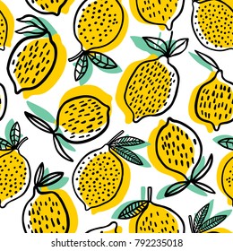 Lemon seamless pattern vector illustration. Summer design