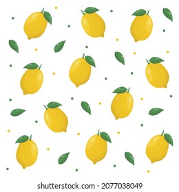 Lemon seamless pattern, vector pattern. On white background.