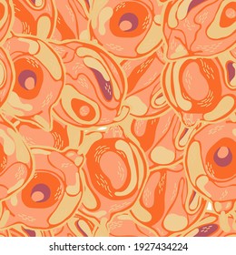 Lemon Seamless Pattern. Vector Summer Citrus Print. Cerulean Blue and Gold Simple Marker Lime. Botanical Illustration.  Modern Hand Drawn Background. Psychedelic Citron Motif.