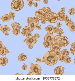 Lemon Seamless Pattern. Vector Summer Citrus Print. Simple Marker Lime. Botanical Illustration. Psychedelic Citron Motif.  Modern Hand Drawn Background. Cerulean Blue and Gold