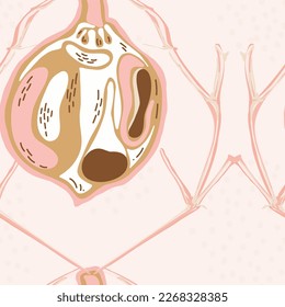 Lemon Seamless Pattern. Vector Summer Citrus Print.  Modern Hand Drawn Background. Simple Marker Lime. Botanical Illustration. Yellow Gold Psychedelic Citron Motif.