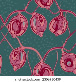 Lemon Seamless Pattern. Vector Summer Citrus Print. Simple Marker Lime. Botanical Illustration.  Modern Hand Drawn Background. Psychedelic Citron Motif. Green Ash and Pink
