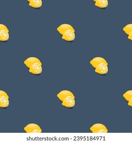 Lemon seamless pattern. Vegan organic eco fruit background. vector illustration.