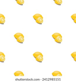 Lemon seamless pattern. Vegan organic eco fruit background. vector illustration.