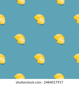 Lemon seamless pattern. Vegan organic eco fruit background. vector illustration.