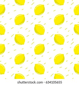 lemon seamless pattern white vector background