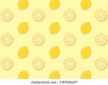 Lemon seamless pattern with yellow background
