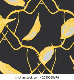 Lemon Seamless Pattern. Yellow Gold Vector Summer Citrus Print. Psychedelic Citron Motif. Simple Marker Lime. Botanical Illustration.  Modern Hand Drawn Background.