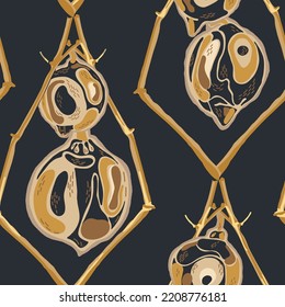 Lemon Seamless Pattern. Yellow Gold Vector Summer Citrus Print.  Modern Hand Drawn Background. Psychedelic Citron Motif. Simple Marker Lime. Botanical Illustration.
