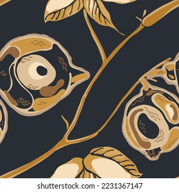 Lemon Seamless Pattern. Yellow Gold  Modern Hand Drawn Background. Vector Summer Citrus Print. Simple Marker Lime. Botanical Illustration. Psychedelic Citron Motif.