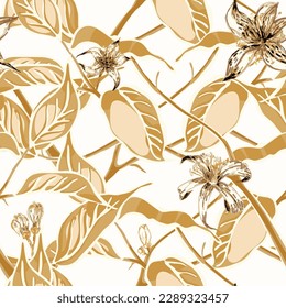Lemon Seamless Pattern. Yellow Gold Simple Marker Lime. Botanical Illustration. Vector Summer Citrus Print.  Modern Hand Drawn Background. Psychedelic Citron Motif.