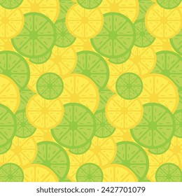 Lemon seamless pattern. yellow and green lemon fruit. Wrapping paper, wallpaper, packaging, textile prints vector.