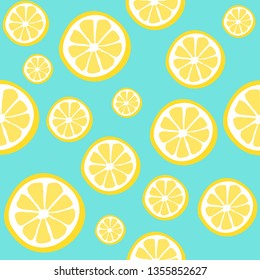 Lemon seamless vector pattern. Seamless pattern with lemon on light background. Fruit background. Lemon slices pattern.