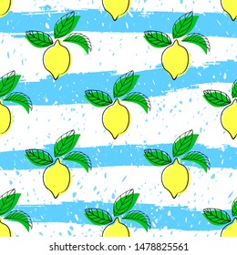 Lemon seamless vector pattern. Seamless pattern with lemon on light background. Fruit background. Lemon seamless pattern.