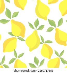 Lemon seamless vector pattern. Summer design. Doodle tropical print.