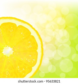 Lemon Segment With Juice And Bokeh, Vector Background