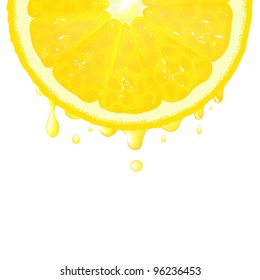 Lemon Segment With Juice, Vector Background