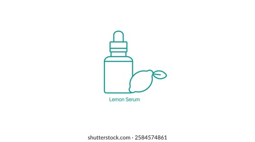 Lemon Serum Dropper Vector Icon, Citrus Skincare, Face Care