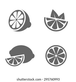 Lemon set of black icons on white background